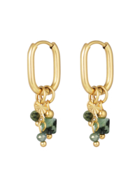 Oorbellen  | groen | goud