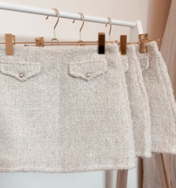 Beige rok tweedstof | Be Chic  x Fofettes | Fleur