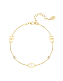 Armband  | Logo met steentjes | goud