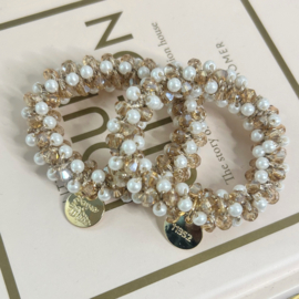 Armband  | haarelastiek | copper & pearl