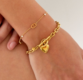 Armband  | Logo met steentjes | zilver
