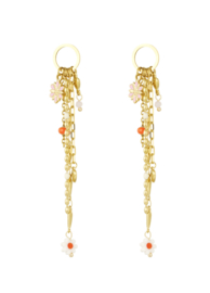 Oorbellen  | flowers | hearts | gold