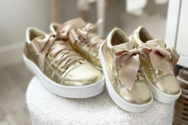 Sneakers Goud | Echt leer | met strik | DAMES