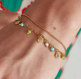 Armband  | muntjes en kralen | goud