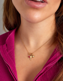 Ketting  | bedels | sleutels | letter E | goud