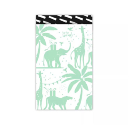 Cadeauzakje tropicalparty wit mint zwart  - 19x25cm (L) - 5st.