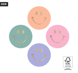 Stickers Smiley Mini Gold- oranje roze blauw groen - 8 stuks