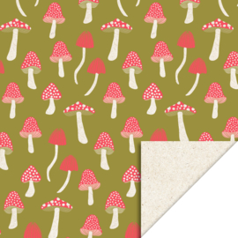 Cadeauzakjes Mushrooms olive - 12x19 cm (M) - 5 Stuks