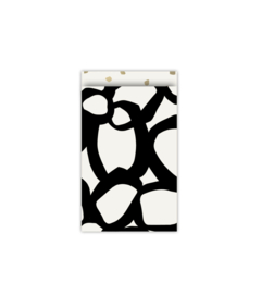 Cadeauzakjes Bold flowers retro - Zwart wit  - 12x19 cm - 5 stuks