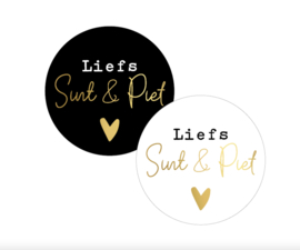 Liefs sint & Piet cadeaustickers - 4cm - 6 Stuks