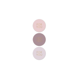 Cadeaustickers FOR YOU - roze met goud folie - 6 Stuks