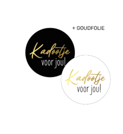 Sticker kadootje voor jou! - zwart wit goud - 4 cm - 6 stuks