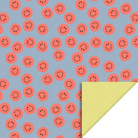 Cadeaupapier smily orange - 70cm x 3m