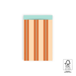 Cadeauzakjes - Stripe Chalk Peach - Pistache - 12 x 19 cm - 5 Stuks