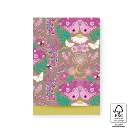 Cadeauzakjes botanic roze geel - 17 x 25 cm (L) - 5 stuks