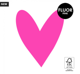 Stickers - fluor roze harten - 6 stuks