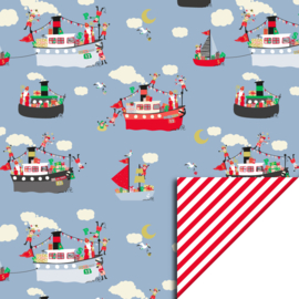 Cadeaupapier Pakjesboot blauw - 30m x 3m