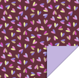 Cadeaupapier Hearts Duo Beet Red - 70cm x 3m