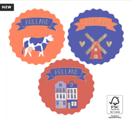 Stickers holland - Molen koe hollandhuisje - 6 stuks