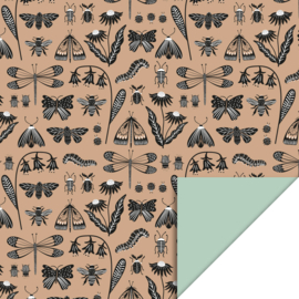 Cadeauzakjes Insects Taupe - Pistache- 12x19 cm (M) - 5 Stuks