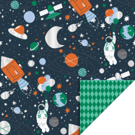 Cadeaupapier Space - Harlequin Green - 70cm x 3m