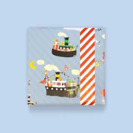 Cadeaupapier Pakjesboot blauw - 70cm x 3m