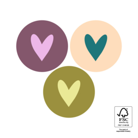 Stickers Multi - Heart Warm -3,5cm 6 stuks