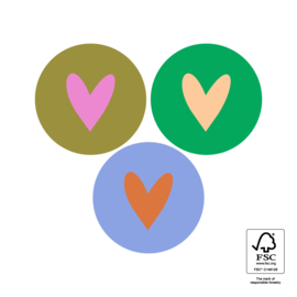 Stickers multi heart - 3,5cm - 6 stuks