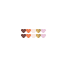 Stickers mini hartjes warm - 2,2 cm - 10 stuks