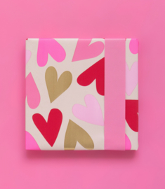 Cadeaupapier roze harten - 30 cm x 3 meter