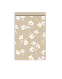 Cadeauzakje kraft classic flower - 17x25cm - 5 Stuks