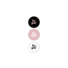 Stickers For you! - zwart roze wit - 6 Stuks