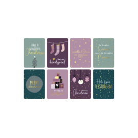Kerst Ansichtkaartset - goud folie - a6