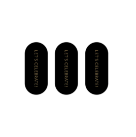 Ovaal stickers Let's celebrate! - zwart - 6 stuks.