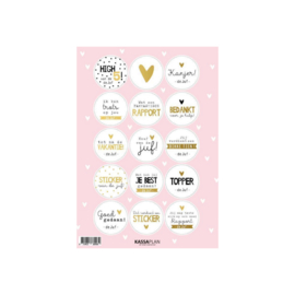 KD De juf stickers - wit goud zwart - 1 vel