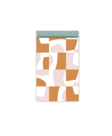 Cadeauzakje mosaic - Oranje roze  - 12x19cm - 5 Stuks