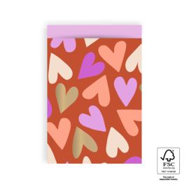 Cadeauzakjes - Big Hearts Cognac - 19x25 cm (L) - 5 stuks