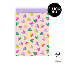 Cadeauzakjes Hearts Duo Beige - Lila - 19x25 cm (L) - 5 stuks
