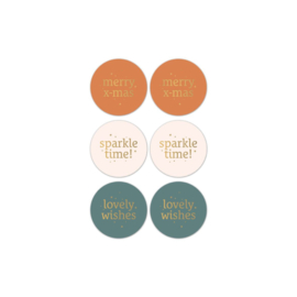 Xmas 24 cadeaustickers nostalgie - 5cm - 6 Stuks