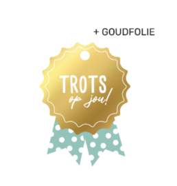 Cadeaulabel medaille goud folie  - Trots op jou - 5 stuks