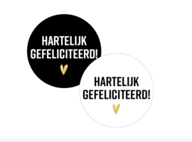 Hartelijk gefeliciteerd cadeaustickers - 4cm - 6 Stuks