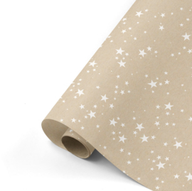 Kraft cadeaupapier Sky full stars - kraft wit -  50cm x 3 m