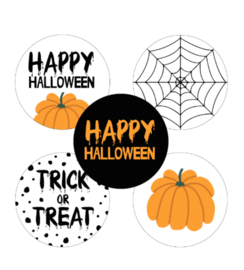 Stickers Happy Helloween  - Oranje zwart wit - 10 stuks