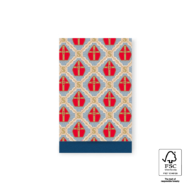 Rode mijter cadeauzakjes - blauw goud - 5 stuks - M