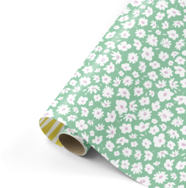 Cadeaupapier Millefleurs ’25 - Groen geel - 50cm x 3 m
