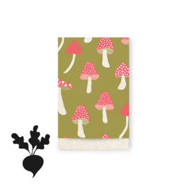 Cadeauzakjes Mushrooms olive - 12x19 cm (M) - 5 Stuks