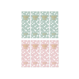 Cadeau stickers - xxl stickers lovely stuff - roze/salie - 8 stuks