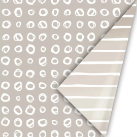 Cadeaupapier Dot design grijs taupe wit