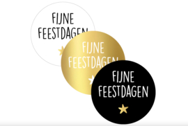 Fijne feestdagen cadeaustickers - 4cm - 6 Stuks