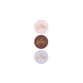 Cadeau stickers with love roze - 6 stuks